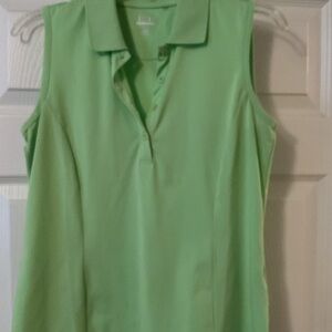 Green Sleeveless Polo Top